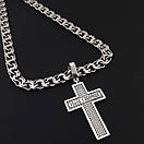 Срібна цепочка з хрестиком чоловіча. Срібний хрестик Спаси Збережи і цепочка бісмарк на шию. Довжина 55 см, фото 7