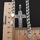 Срібна цепочка з хрестиком чоловіча. Срібний хрестик Спаси Збережи і цепочка бісмарк на шию. Довжина 55 см, фото 6