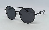 Valentino очки женские солнцезащитные черные в черной металлической оправе линзы поляризованные