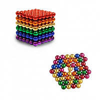 Неокуб магнитный конструктор серебристый и разноцветный игрушка магнитные шарики