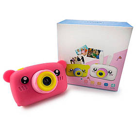 Дитячий цифровий фотоапарат Ведмедик Taddy рожевий, 3МП, Full HD, GM987