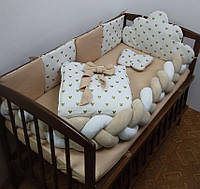 Набір постільної білизни в дитяче ліжечко Коса: бортики ковдра косичка конверт на виписку
