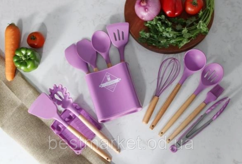 Набір Кухонного приладдя на підставці 13 в 1 Zepline ZP-053 Фіолетовий