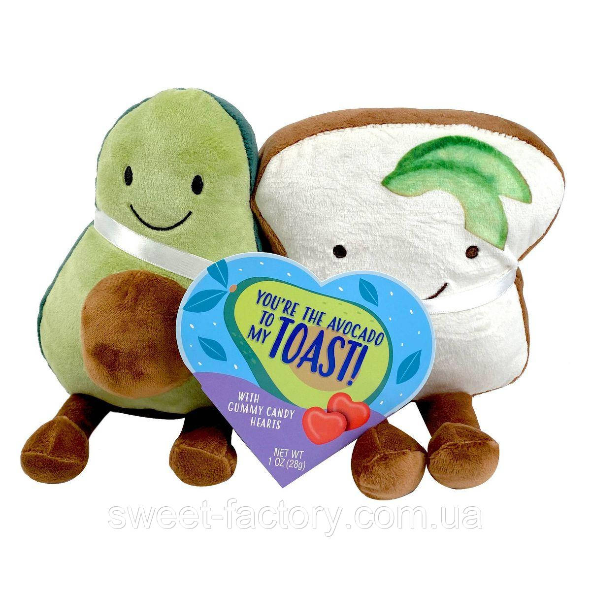 М'яка іграшка Valentine's Avocado Plush&Gummy Candy Hearts