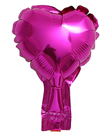 Кулька фольгована,міні,сердечко для декора ,металік фуксія світла 10 см.