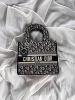 Женская сумка Dior Lady (серая с чёрным) стильная вместительная сумочка AS039 тренд