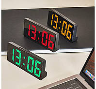 Часы настольные (красные) с будильником и термометром арт. 04583