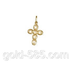 Мініатюрний золотий хрестик 585* з камінням