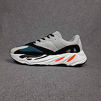Мужские деми кроссовки Adidas Yeezy boost 700 Wave Runne (серые с черным\зеленым) кроссы 11101 Адидидас тренд