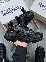 Мужские демисезонные кроссовки Reebok Zig Kinetica II Edge gore-tex Black/Gray (черные с серым) 1284TP Найк