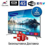 Samsung Smart TV 4K телевізор Ultra HD, LED, IPTV, T2 45 дюйма WIFI збірка Корея Самсунг Андроїд 13