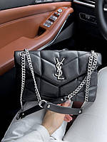 Женская сумка Yves Saint Laurent Black (чёрная) стильная маленькая вместительная сумочка AS069 cross
