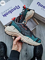 Мужские деми кроссы Reebok Zig Kinetica II Edge gore-tex Black/Blue (черные с голубым) модные 1285TP Рибок