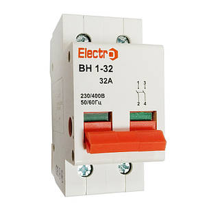 Вимикач навантаження ВН 1-32 2Р 63A 230/380В Electro, фото 1