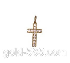 Витончений золотий хрестик 585* проби з камінням