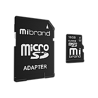 Карта пам'яті microSDHC Mibrand 16GB class 10 UHS-1 + SD адаптер (MICDHU1/16GB-A)