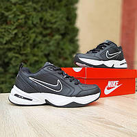 Мужские демисезонные кроссовки Nike Air Monarch (черные с белым) модные повседневные кроссовки 11137 Найк