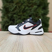 Мужские демисезонные кроссовки Nike Air Monarch (белые с черным) модные повседневные кроссовки 11138 Найк