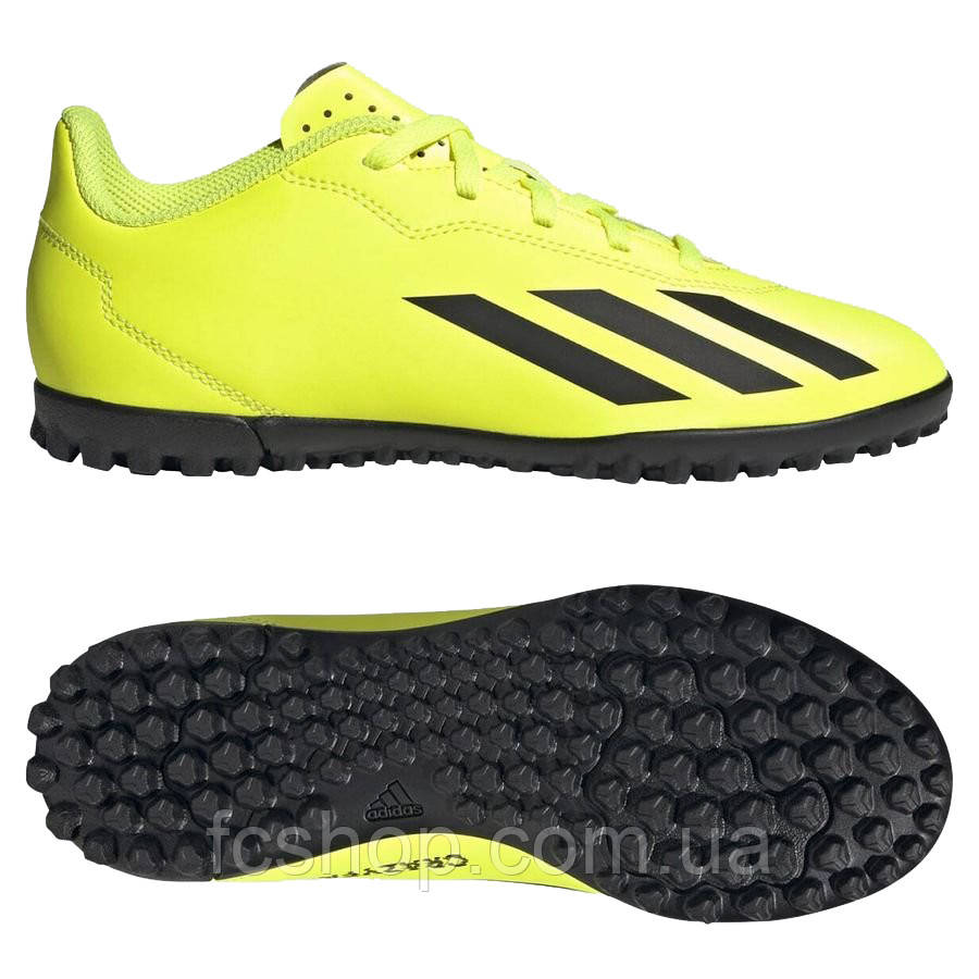 Сороконіжки дитячі adidas X Crazyfast Club TF Junior IF0707, Неоновий, Розмір (EU) — 37 1/3