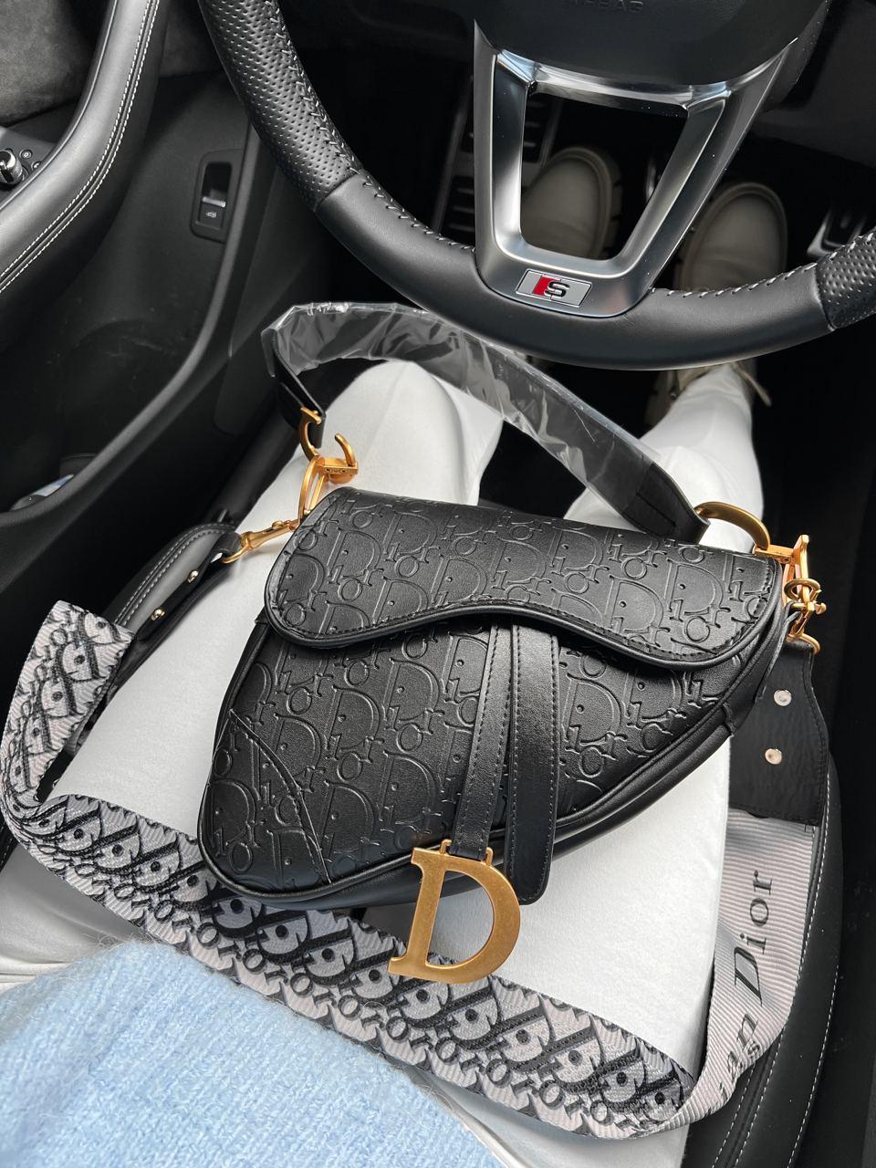 Жіноча сумка Christian Dior Saddle Black (чорна) стильна сумочка на довгому широкому ремені AS018 vkross, фото 1