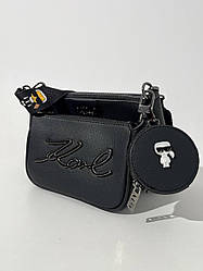 Жіноча сумка Karl Lagerfeld Pochette Logo Black (чорна) модна повсякденна сумочка torba0080 vkross