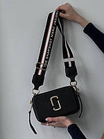 Женская сумка Marc Jacobs The Snapshot Black Gold Striped (черная) модная сумочка для девушки torba0238 vkross