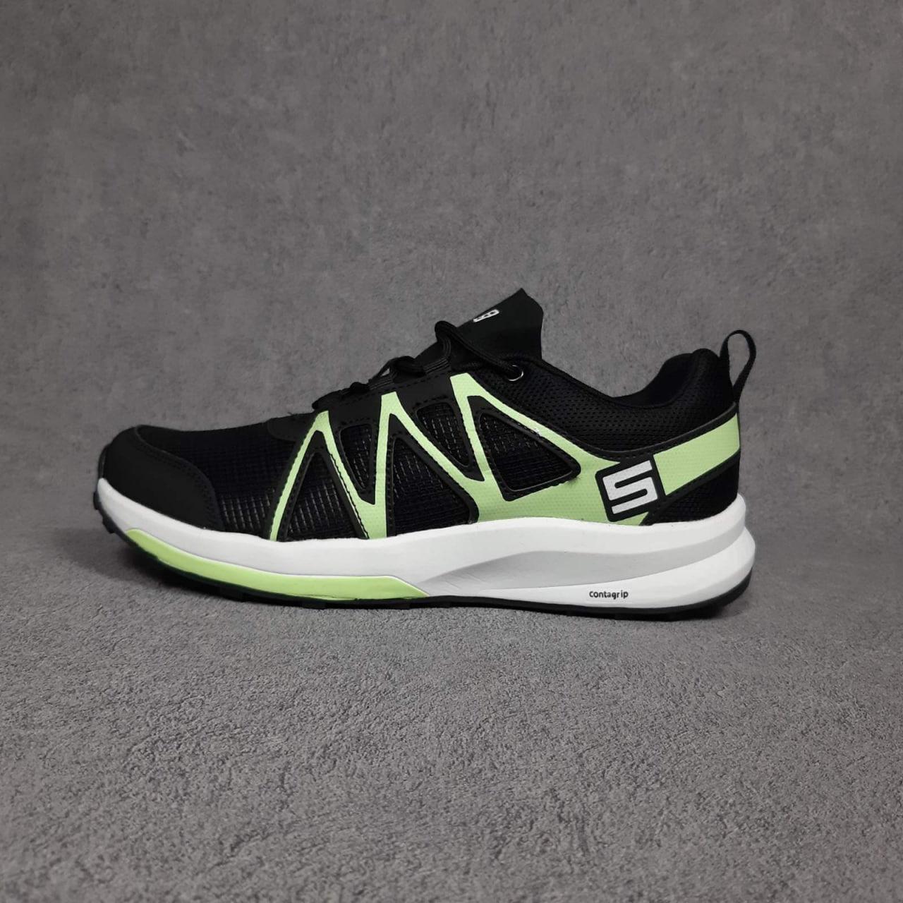 Чоловічі кросівки SALOM0N SUPO (чорні із салатовим) низькі повсякденні кроси 11103 Саломон топ, фото 1