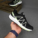 Чоловічі кросівки SALOM0N SUPO (чорні із салатовим) низькі повсякденні кроси 11103 Саломон топ, фото 3