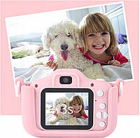 Детская фотокамера с записью видео и играми, фотоаппарат цифровой Котик с силиконовым чехлом