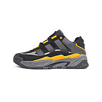 Мужские демисезонные кроссовки Adidas Niteball (черные с оранжевым) стильные повседневные кроссы 11105 Адидас