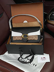 Жіноча сумка Coach Tabby Red/Beige Shoulder Bag In Signature Canvas (коричнева) стильна сумочка KIS99012 vkross
