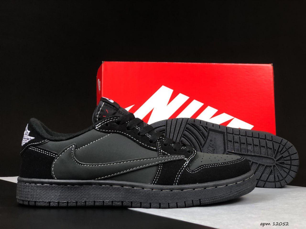 Чоловічі кросівки Nike Air Jordan 1 Retro Low OG SP Travis Scott (чорні) стильні 12052 Найк топ, фото 1