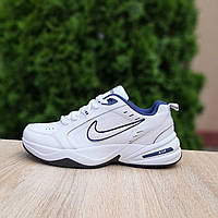 Мужские демисезонные кроссовки Nike Air Monarch (белые с синим) модные повседневные кроссовки 11006 Найк топ