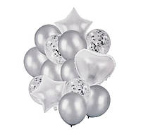 Кульки фольговані колір срібло мікс 14шт