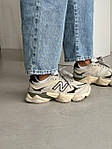 Чоловічі кросівки New Balance 9060 Panelled Lace-up Sneakers (бежеві) демісезонні стильні кроси NB0037 НБ топ, фото 8