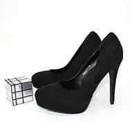 Женские замшевые туфли на высоком каблуке Star 0570 Черные