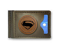 Кожаный зажим для денег с гравировкой "SUPERMAN"