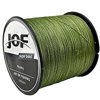 Плетеный шнур для рыбалки JOF 300 м Х4 6.0# (0.40 мм, 60 lb, 27 kg), 4 нити, хаки