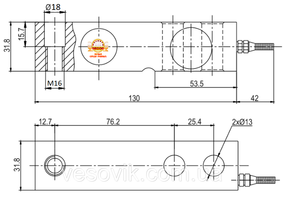 Тензодатчик для весов CZL803-2t С2 ( аналог KELI SQB/ZEMIC H8C ) 2000кг - фото 2 - id-p1034383601