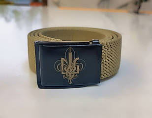 Ремінь Пластуна зелений, олива, чоловічий, пряжка з гербом Пласту