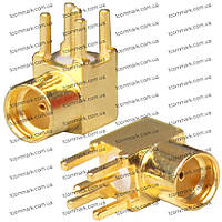 Гнездо MMCX угловое на плату, "позолоченное", латунь