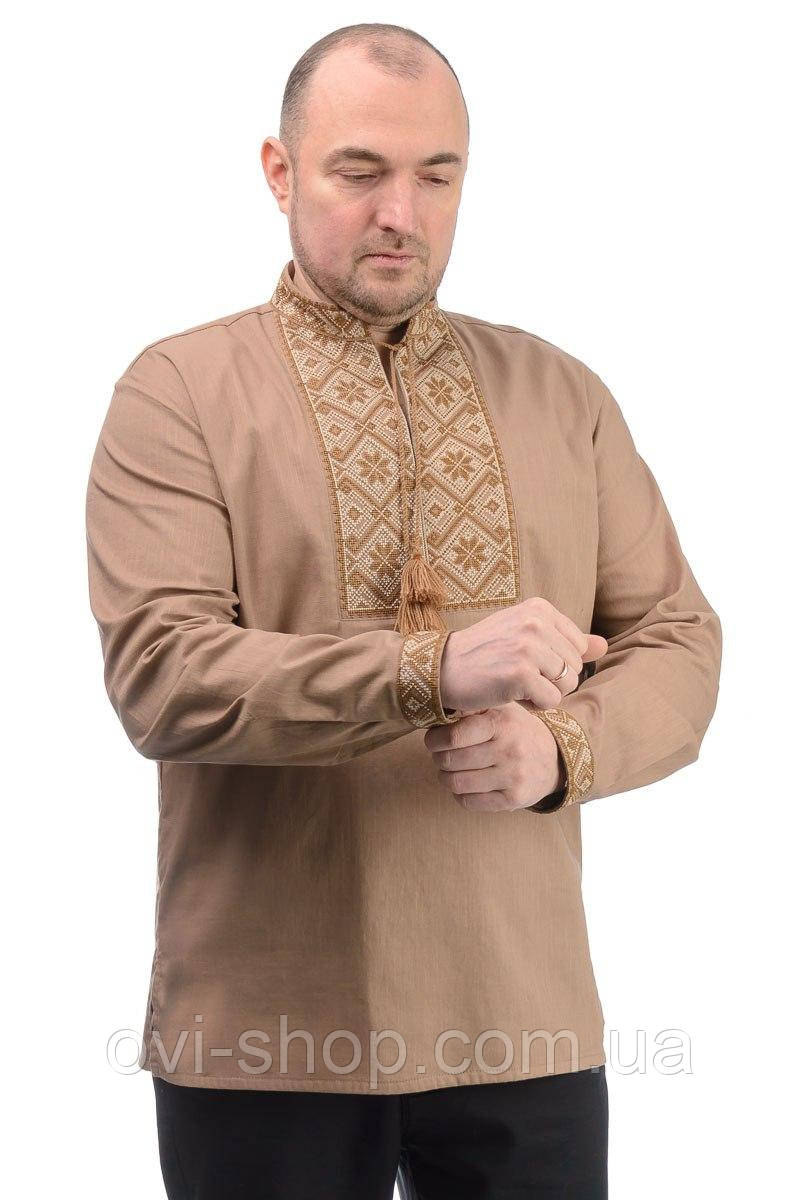 Чоловіча вишиванка льон «Етно» мокко