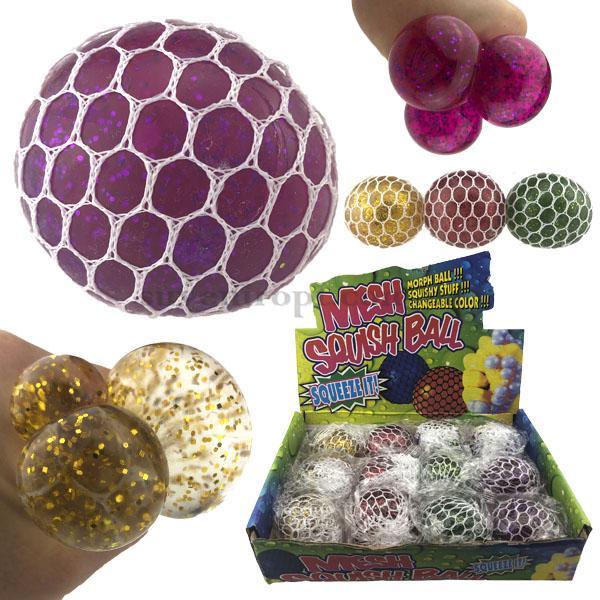 Іграшка-антистрес блискуча в сітці мозку 12 шт., фото 1