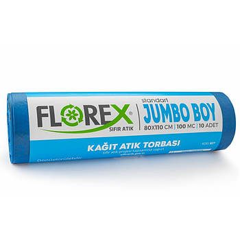 Щільні мішки для сміття "ПАПІР" 110 Л, 100 мкм, рулон 10 шт, синій Sanpreis