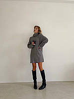 Оверсайз женский вязаный свитер удлиненный (серый, черный, розовый, бежевый, джинс) оверсайз