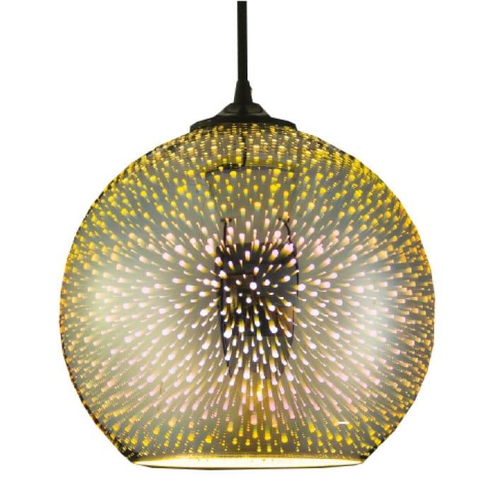 Світильник підвісний QUANTUM Е27 3D-ефект круглий хром 021-006-0001-010 HOROZ ELECTRIC, фото 1