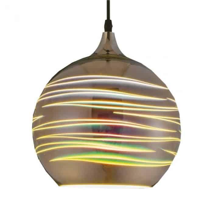 Світильник підвісний LASER Е27 3D-ефект круглий хром 021-004-0001-010 HOROZ ELECTRIC, фото 1