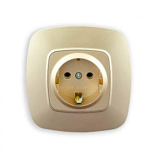 Розетка одинарна з заземленням золото ELA 112-007-0006-030 HOROZ ELECTRIC