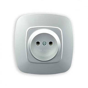 Розетка одинарна без заземлення срібло ELA 112-007-0005-020 HOROZ ELECTRIC