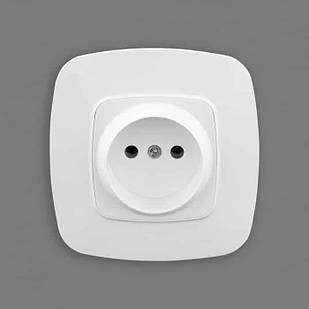 Розетка одинарна без заземлення біла ELA 112-007-0005-010 HOROZ ELECTRIC